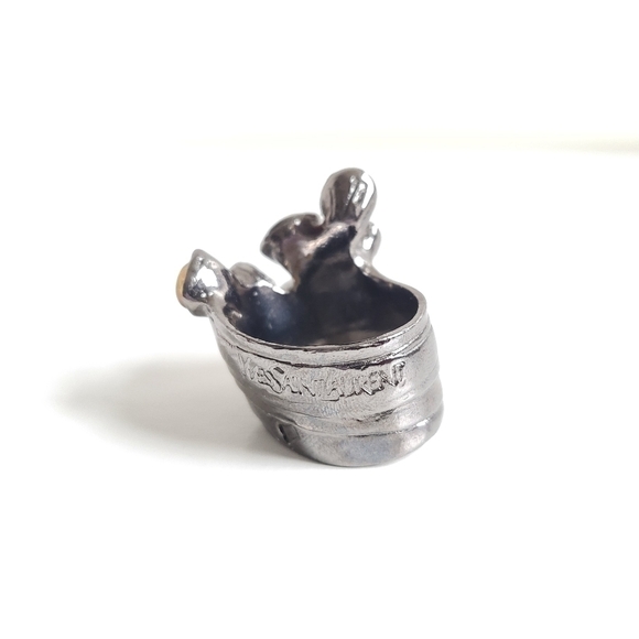 Yves Saint Laurent Gunmetal Arty Yellow Stone Dots Ring Rare & Authentic Size 7 - Picture 7 of 11